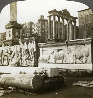 Trajan Prints: Bas reliefs of Trajan and Column of Phocas in the Forum
