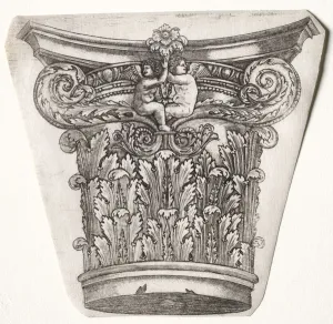 Base and Capital with Putti, c. 1525-1550. Creator: Master G. A. with the man-trap (Italian