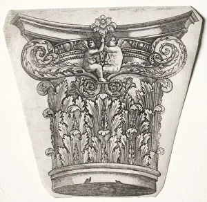 Base and Capital with Putti (capital), c. 1525-1550. Creator: Master G. A. with the man-trap