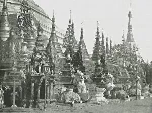 Burmese Collection: The base of the Grand Pagoda, Rangoon, Burma, 1895. Creator: Unknown