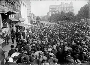Baseball, Professional - Crowds At Scoreboard, 1912. Creator: Harris & Ewing. Baseball, Professional - Crowds At Scoreboard, 1912. Creator: Harris & Ewing