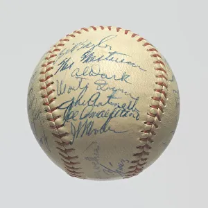 Autograph Prints: Baseball signed by the 1954 Champion New York Giants Team, 1954. Creator: MacGregor