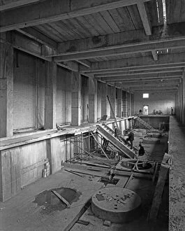 Construction Worker Gallery: Basement of Sheffield water treatment plant under construction, South Yorkshire, March 1959