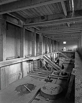 Basement of Sheffield water treatment plant under construction, South Yorkshire, March 1959