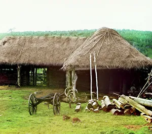 Yard Prints: Bashkir's yard, Ekhia, 1910. Creator: Sergey Mikhaylovich Prokudin-Gorsky