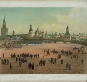 Philippe 1813 After 1879 Prints: The Basil Cathedral at the Red Square in Moscow (from a panoramic view of Moscow in 10 parts)