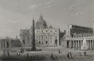 Pilgrimage Prints: Basilica of Saint Peter, Vatican City, Rome, 1856. Creator: Unknown