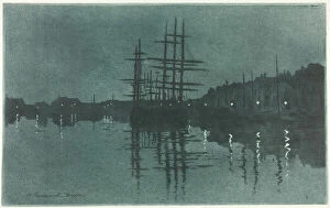 Reflected Collection: The Basin at Dieppe, 1883 / 89. Creator: Henri-Charles Guerard
