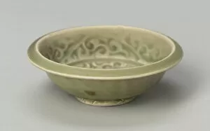 Yaozhou Ware Gallery: Basin with Stylized Flowers and Sickle-leaf Scrolls, Southern Song or Yuan dynasty