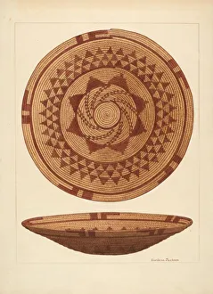 Basketry Prints: Basket, c. 1937. Creator: Gordena Jackson