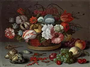 Cherries Gallery: Basket of Flowers, c. 1622. Creator: Balthasar van der Ast