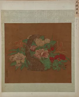 Images Dated 20th August 2021: A Basket of Flowers, Ming dynasty, 16th century. Creator: Unknown