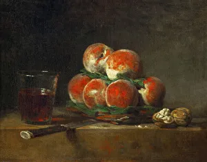 Chardin Prints: Basket of Peaches. Artist: Chardin, Jean-Baptiste Simeon (1699-1779)