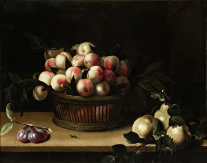 Fruit Basket Prints: Basket of Peaches, with Quinces, and Plums, after 1641. Creator: Louise Moillon