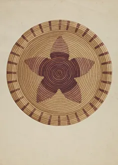 Basketry Prints: Basket Tray, c. 1936. Creator: Gordena Jackson