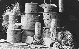 Basketry Prints: Basket weaving, between c1900 and c1930. Creator: Unknown