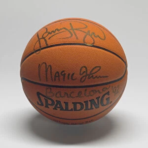 Autograph Gallery: Basketball signed by members of the U.S. 'Dream Team', 1992. Creator: Spalding