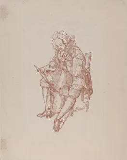 Picart Collection: The Bass Viol Player, 1707. Artist: Picart, Bernard (1673?1733)
