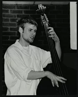 Hertfordshire Gallery: Bassist Ben Haselden playing at The Fairway, Welwyn Garden City, Hertfordshire, 8 April 2001