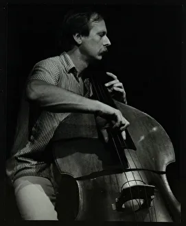 Bassist Paul Bridge playing at The Stables, Wavendon, Buckinghamshire