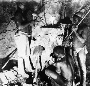 De Beers Gallery: Basuto miners in De Beers diamond mines, Kimberley, South Africa, c1885