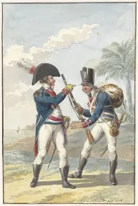 Batavian Prints: Batavian Colonial Infantry of the Cape of Good Hope, 1806. Creator: Jan Antony Langendijk