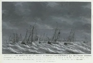 Batavian Prints: The Batavian Fleet off Veere, 1800, 1800-1809. Creator: Engel Hoogerheyden