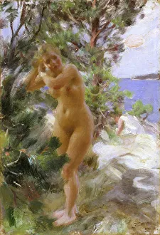 Zorn Anders Prints: After the Bath, 1895. Creator: Anders Leonard Zorn