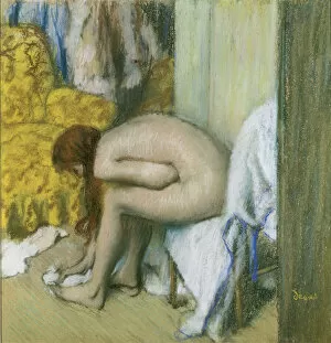 Pastel On Cardboard Collection: After the Bath. Artist: Degas, Edgar (1834-1917)