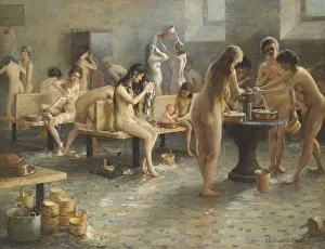 Hot Spring Prints: The Bath House. Artist: Plotnikov, Vladimir Alexandrovich (1866-1917)