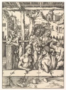 Durer Prints: The Bath House. n. d. Creator: Albrecht Durer