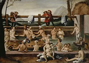 Hot Spring Prints: The Bath at Leuk (?), 1597. Creator: Bock, Hans, the Elder (ca. 1550-1623)