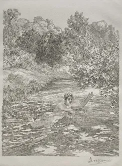 1833 1914 Prints: The Bather, c. 1860-70. Creator: Felix Bracquemond (French, 1833-1914)