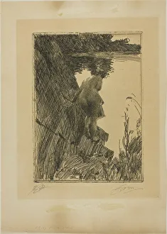 Etching On Tan Wove Paper Prints: Bather (Evening) II, 1896. Creator: Anders Leonard Zorn