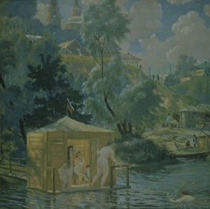 Kustodiev Gallery: Bathers, 1921. Artist: Kustodiev, Boris Michaylovich (1878-1927)