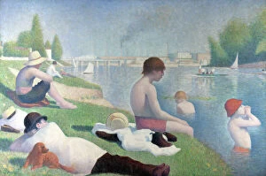 Divisionism Gallery: Bathers at Asnieres (Baigneurs a Asnieres), 1884. Artist: Seurat, George Pierre (1859-1891)