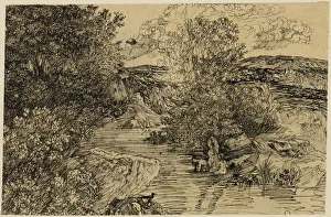 Bresdin Rodolphe Prints: Bathers in a Brook, n. d. Creator: Rodolphe Bresdin