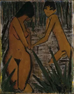 1920 Gallery: Bathers, c. 1920. Creator: Mueller, Otto (1874-1930)