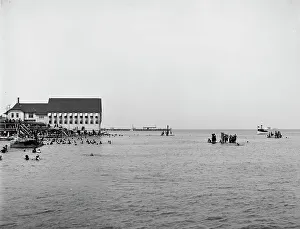 Bathers at Cottage City, Martha's Vineyard, between 1900 and 1906. Creator: Unknown
