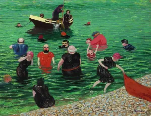 Shore Prints: Bathers at Etretat, 1899. Creator: Vallotton, Felix Edouard (1865-1925)
