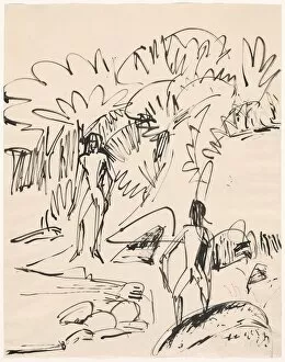 Bathers Collection: Two Bathers at Fehmarnküste, 1912. Creator: Ernst Kirchner