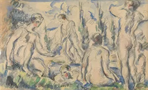 Cezanne Collection: Bathers (recto); Landscape (verso), ca. 1888 (recto); n. d. (verso). Creator: Paul Cezanne