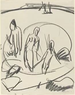 Bathers Collection: Three Bathers in the Sea, c. 1914. Creator: Ernst Kirchner