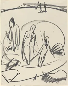 Kirchner Ernst Prints: Three Bathers in the Sea, c. 1914. Creator: Ernst Kirchner