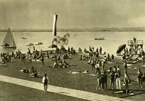 Bodensee Collection: Bathers on the shores of Lake Constance, Bregenz, Austria, c1935. Creator: Unknown
