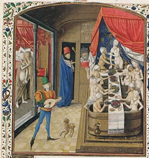 Medieval Art Gallery: A Bathhouse. From Facta et dicta memorabilia by Valerius Maximus, ca 1470