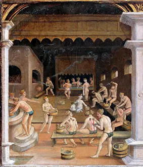 Hot Spring Prints: Bathhouse. Panel from a Series of Rural Scenes