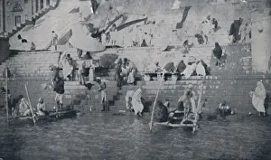 Benares Prints: Bathing at Benares, 1924