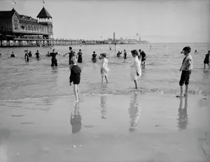 Paddling Prints: Bathing at Coney Island, between 1900 and 1905. Creator: Unknown