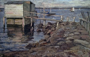 Bathing Hut Prints: Bathing Hut at the Beach, Undated. Creator: Fredrik Jonas Lucian Botfield Collett
